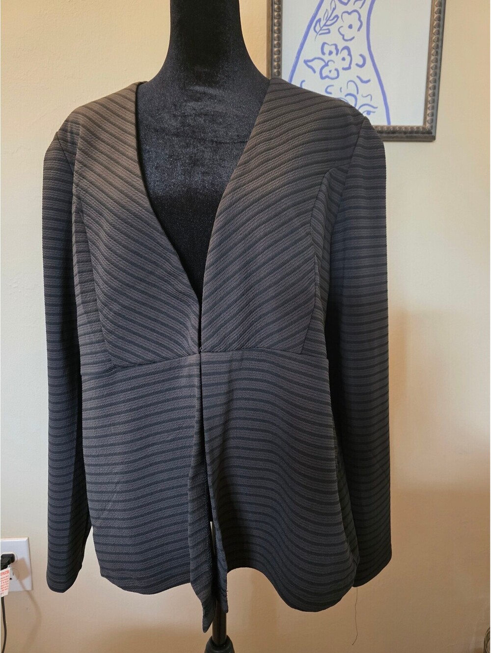 Robert Louis XL Black/Charcoal Striped Long Sleeve
